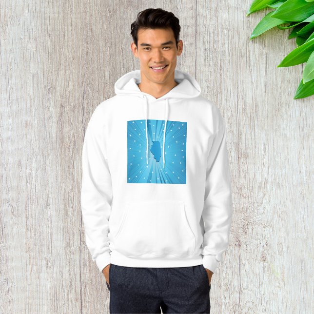 Illinois State Silhouette Blue Starburst Hoodie (Creator Uploaded)