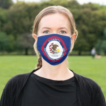 Illinois The Prairie State Personalized Flag Adult Cloth Face Mask by HumusInPita at Zazzle