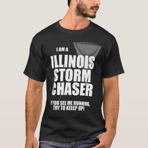 Illinois Tornado Storm Chaser Black T_shirt