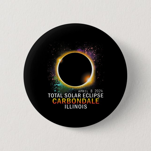 Illinois Total Solar Eclipse April 8 2024  Button (Front)
