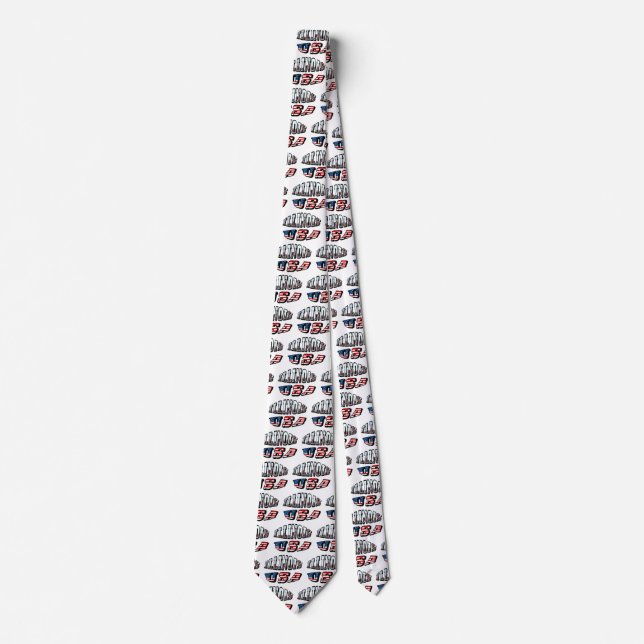 Illinois USA Flag & State Photo Text Neck Tie (Front)