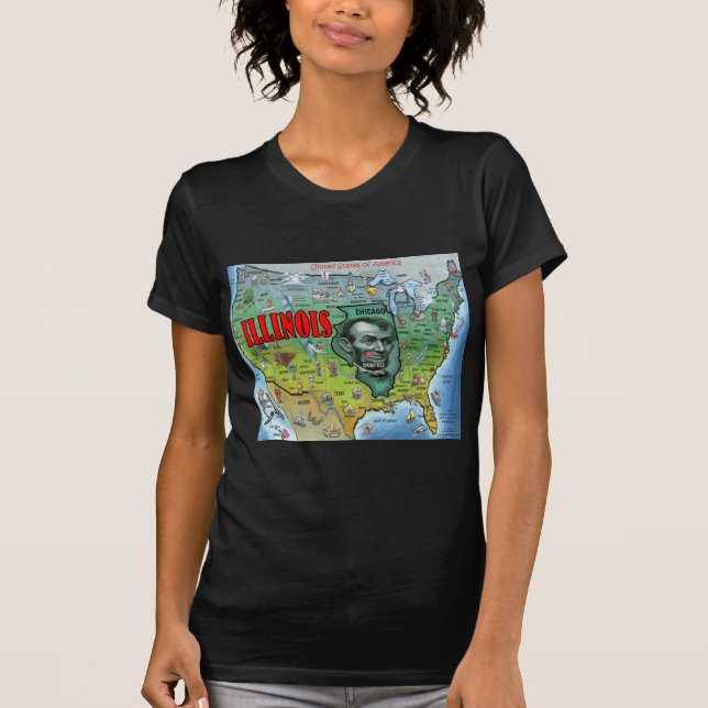 Illinois USA Map T-Shirt (Front)