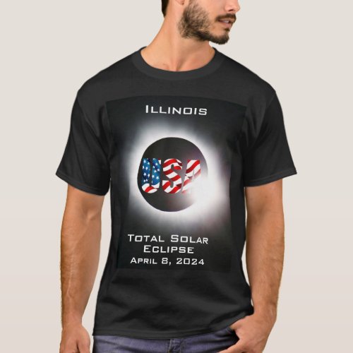 Illinois USA Total solar eclipse April 8 2024 T_Shirt
