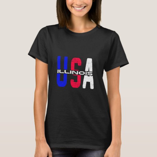 Illinois Usa Vintage Patriotic And Proud Us Citize T_Shirt