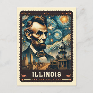 Illinois   Vincent Van Gogh Inspired Postcard