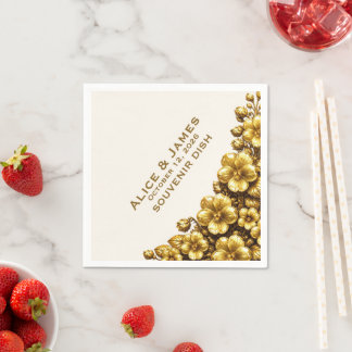 Illinois Violet Gold Wedding Napkin