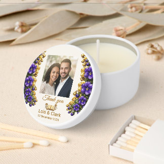 Illinois Violet Photo Wedding Candle Mini Candle Favors