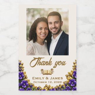 Illinois Violet Wedding Photo Bottle Label