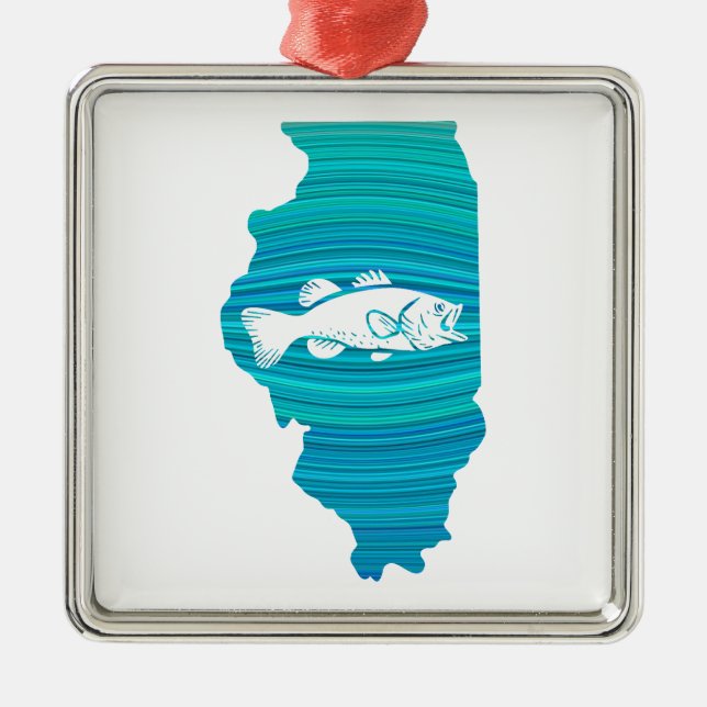 Illinois Wave Fishing Metal Ornament (Front)