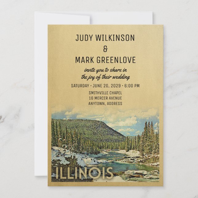 Illinois Wedding Invitation Vintage Nature (Front)
