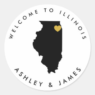 Illinois Wedding Welcome Sticker for Treat Box Bag