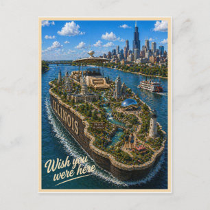 Illinois Wish You Were Here State Series Postcard
