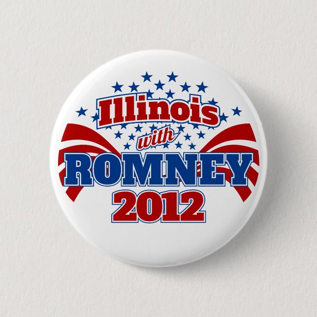 Illinois with Romney 2012 Button (Front)