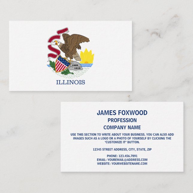 Illinoisan Flag, Flag of Illinois Business Card (Front/Back)