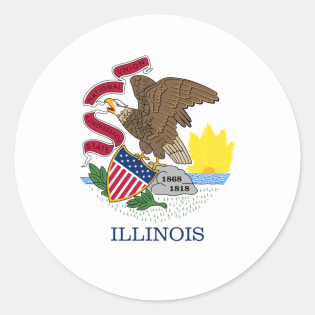 Illinoisan Flag, Flag of Illinois Classic Round Sticker (Front)