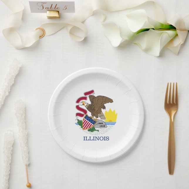 Illinoisan Flag, Flag of Illinois Paper Plates (Wedding)