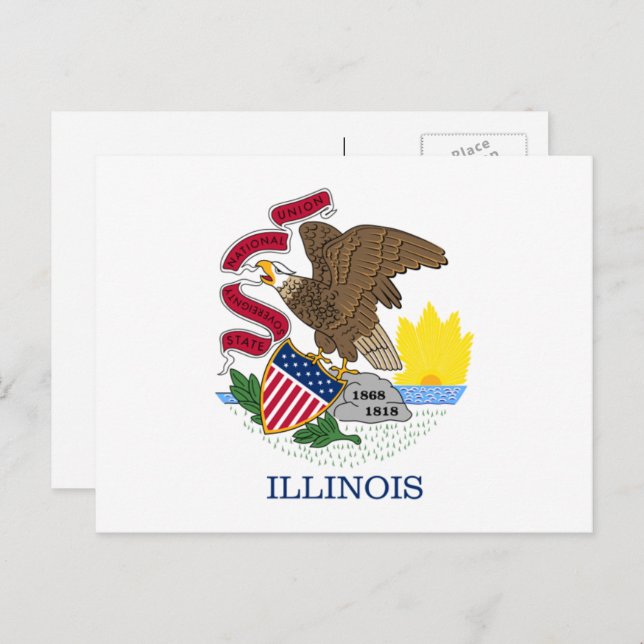 Illinoisan Flag, Flag of Illinois Postcard (Front/Back)