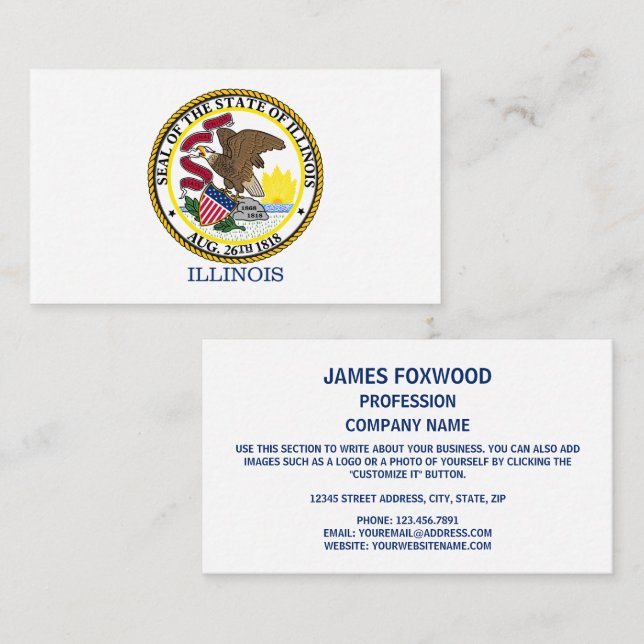 Illinoisan Flag & Seal, Flag of Illinois Business Card (Front/Back)