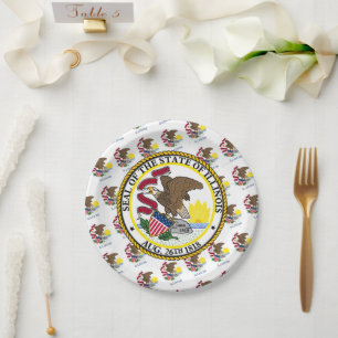 Illinoisan Flag & Seal, Illinois Paper Plates