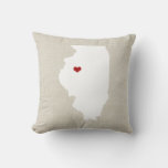 Illinoise State Pillow Faux Linen Personalized at Zazzle