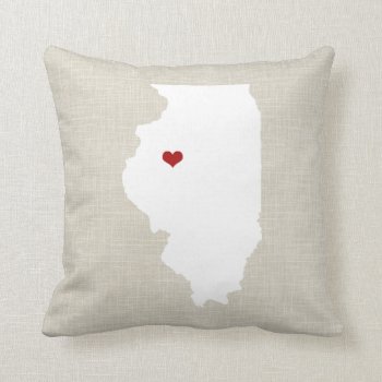 Illinoise State Pillow Faux Linen Personalized by TossandThrow at Zazzle