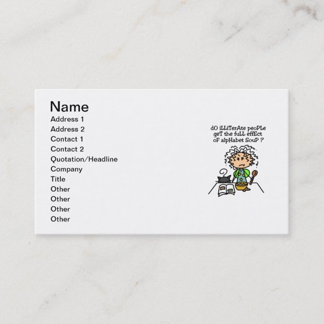 Illiterate People Humor Business Card (Front)