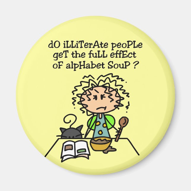 Illiterate People Humor Magnet (Front)
