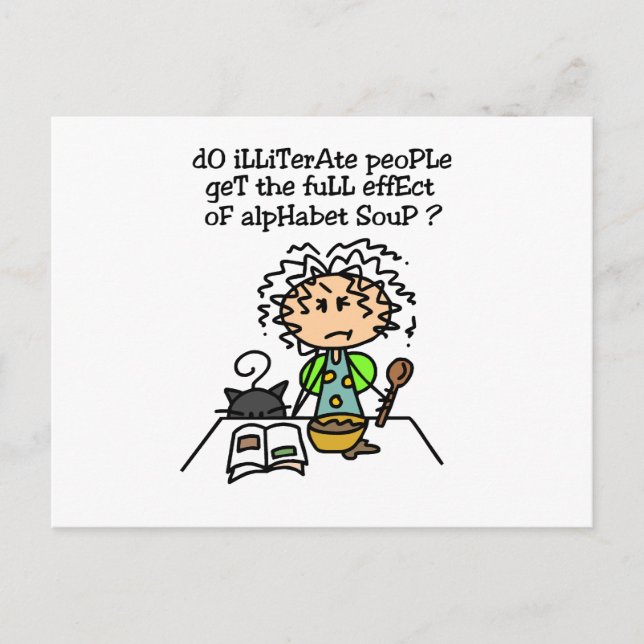 Illiterate People Humor Postcard (Front)