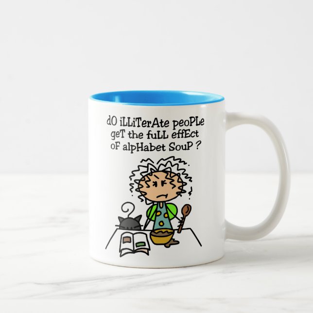 Illiterate People Humor Two-Tone Coffee Mug (Right)