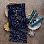 Illuminate a Path to Peace Foil Hanukkah Card<br><div class="desc">Elegant foil typography reads "May the flames we kindle,  illuminate a path to peace" on this modern Chanukah card. A pattern of Chanukah menorahs decorates the back,  but can also include a photo with customization</div>