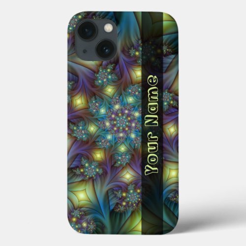 Illuminated Abstract Blue Purple Fractal Art Name iPhone 13 Case