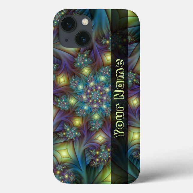 Illuminated Abstract Blue Purple Fractal Art Name Case-Mate iPhone Case (Back)