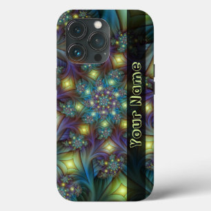 Illuminated Abstract Blue Purple Fractal Art Name iPhone 13 Pro Case