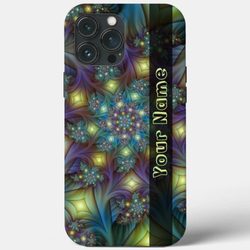 Illuminated Abstract Blue Purple Fractal Art Name iPhone 13 Pro Max Case
