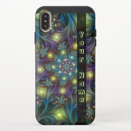 Illuminated abstract blue purple Fractal Art Name iPhone XS Max Slider Case