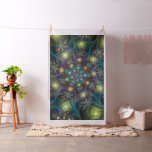 Illuminated abstract blue purple Fractal Pattern Fabric
