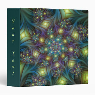 Illuminated Abstract Shiny Blue Purple Fractal Art 3 Ring Binder