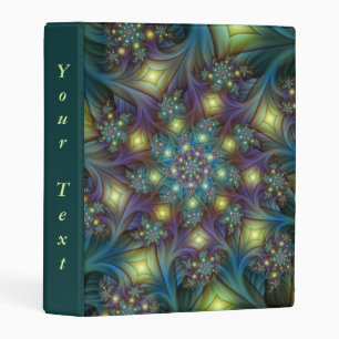 Illuminated Abstract Shiny Blue Purple Fractal Art Mini Binder