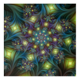 Illuminated Abstract Shiny Teal Purple Fractal Art