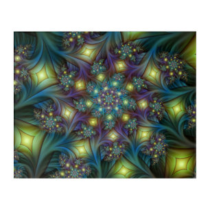 Illuminated Abstract Shiny Teal Purple Fractal Art