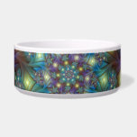 Illuminated Abstract Shiny Teal Purple Fractal Art Bowl<br><div class="desc">Modern and colorful Fractal Art with depth.
Design for your pet bowl and more.</div>