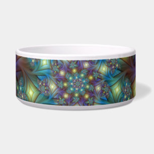 Illuminated Abstract Shiny Teal Purple Fractal Art Bowl