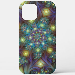 Illuminated Abstract Shiny Teal Purple Fractal Art iPhone 12 Pro Max Case