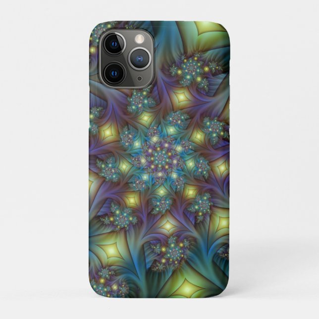 Illuminated Abstract Shiny Teal Purple Fractal Art Case-Mate iPhone Case (Back)
