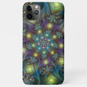 Illuminated Abstract Shiny Teal Purple Fractal Art iPhone 11 Pro Max Case