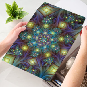Illuminated Abstract Shiny Teal Purple Fractal Art Envelope Mailers