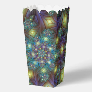 Illuminated Abstract Shiny Teal Purple Fractal Art Favor Boxes