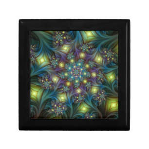 Illuminated Abstract Shiny Teal Purple Fractal Art Gift Box