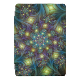Illuminated Abstract Shiny Teal Purple Fractal Art iPad Pro Cover
