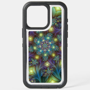 Illuminated Abstract Shiny Teal Purple Fractal Art iPhone 15 Pro Max Case